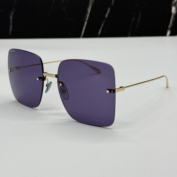 NEW GUCCI SUNGLASSES GG1147S 004 GOLD BLUE WOMEN EYEWEAR GUCCI PLUS EARRINGS main image 6